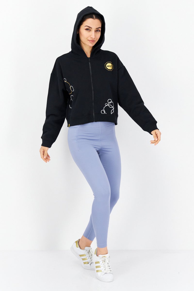 Ufc ملابس رياضية نسائية بأكمام طويلة مناسبة في الهواء الطلق، سوداء - Image 4